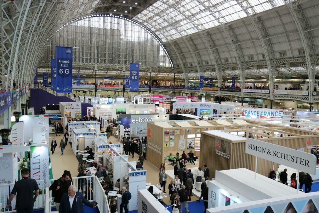 Busy exhibition hall at a large trade fair
